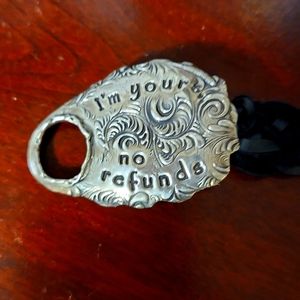 Genuine leather & recycled silver wrap bracelet